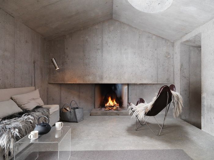 Concrete Minimalist Cabin in the Swiss Alps | Cottage renovation .