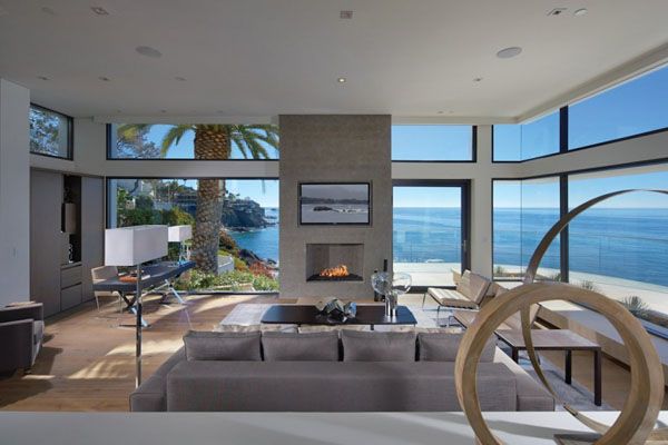 Seaside home perched above Laguna Beach with relaxed indoor .