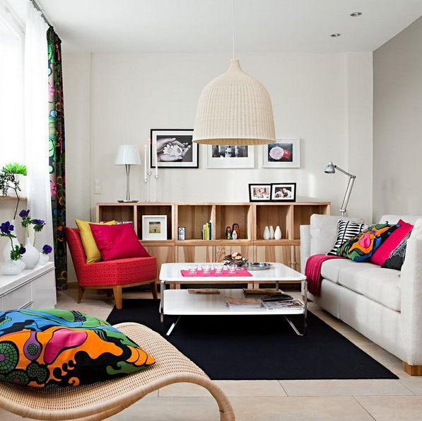 Dynamic And Lively Living Room With IKEA Furniture - DigsDi