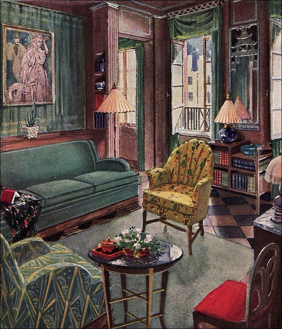 1929 Modern Living Room by Karpen | Art deco living room, Art deco .