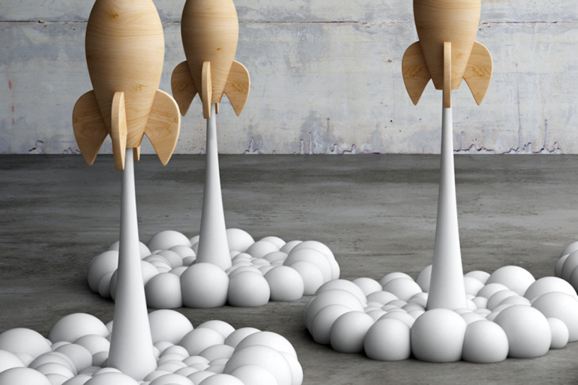 Blast Off! Sculptural Rocket Table Rests on Plumes of Smoke .