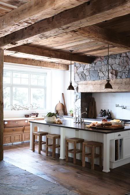 10 Heavy Timber Kitchens That Make Us Drool | Rustic kitchen .