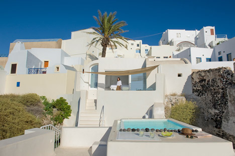 Santorini Island retreat by Kapsimalis Architects features three poo