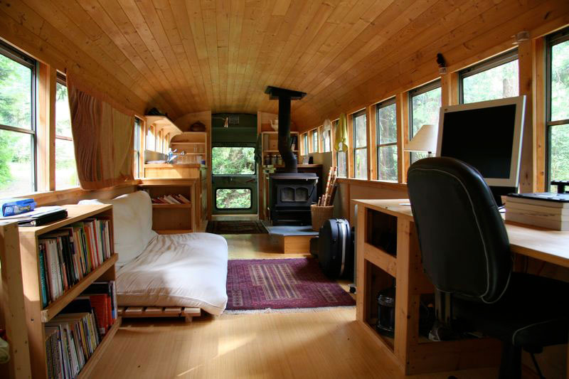 School Bus Converted Home - Small Spaces, Travel Traile