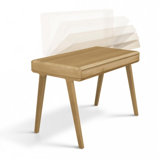 Slim And Minimalist Fino Secretary Desk Of Solid Wood - DigsDi