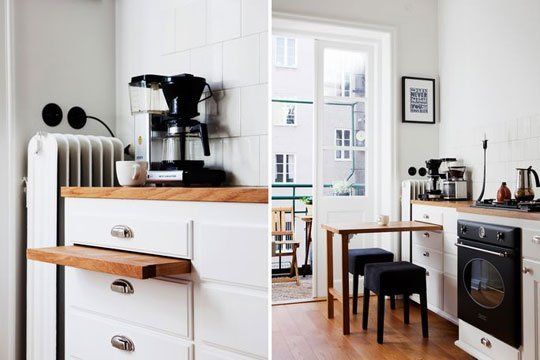 A Smart Dining Solution for Tiny Kitchens: A Pull-Out Tabletop .