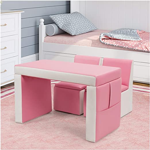 Amazon.com: Sofa, Multi-Functional Kids Sofa Table Chair Set, Pink .