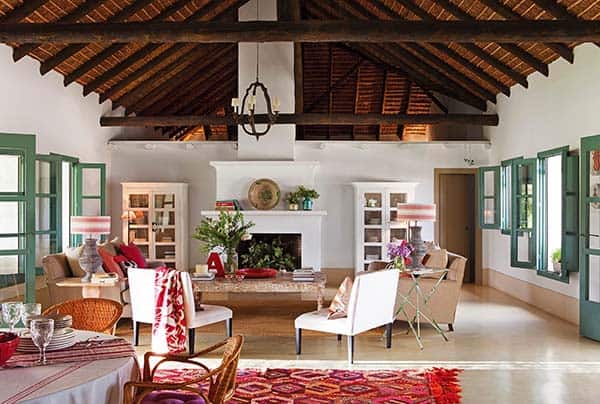 Colorful Andalusian Farmhouse nestled in a Spanish olive gro