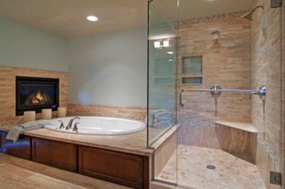 51 Spectacular Bathrooms With Fireplaces | Bathtub design .