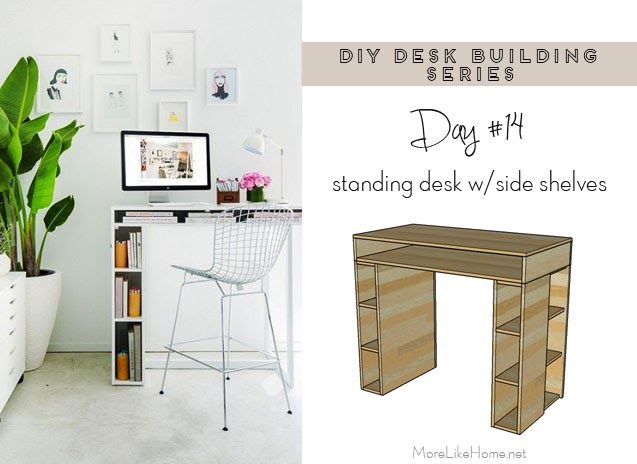 DIY Desk Series #14 - Standing Desk w/ Side Shelves | Diy standing .