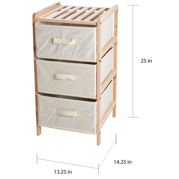 Shop Windsor Home Natural Wood Shelf Organizer with Fabric Storage .
