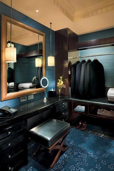 Practical And Stylish Masculine Closets | Hotel interior design .