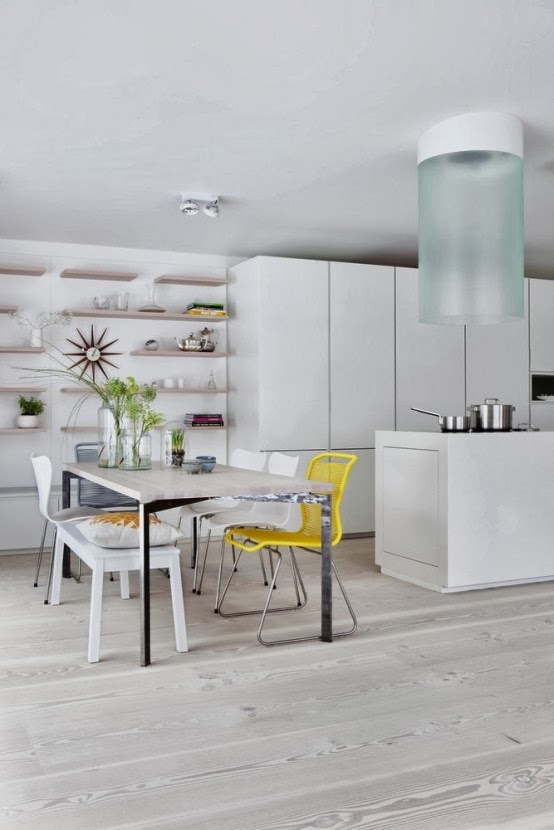 Home Decor: Stylish Minimalist Kitchen With Bright Yellow Accen
