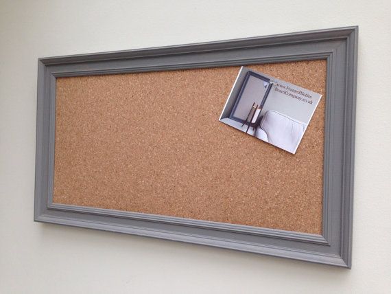 Grey Pin Board. A large cork memo board with hand built frame .