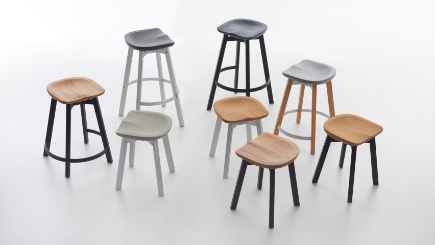 Nendo adds cork seat to its sustainable range of SU stools for Eme