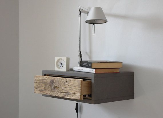 Floating bedside table / Floating nightstand with Drawer in old .