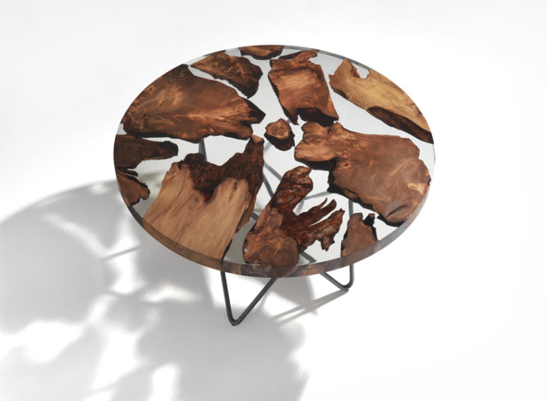 Earth Table With 50,000 Year Old Wood Floating In Resin - DigsDi