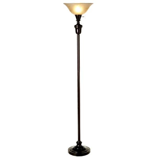 Shop 72" Oil Rubbed Bronze Torchiere Floor Lamp with Glass Lamp .