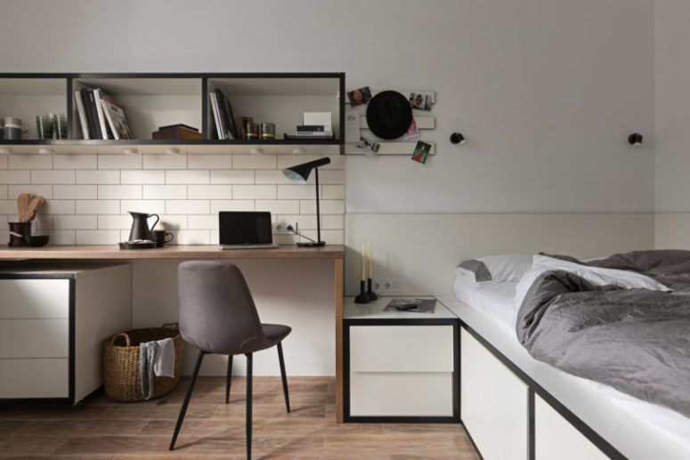Tiny Contemporary Apartment For A Student | Small studio apartment .