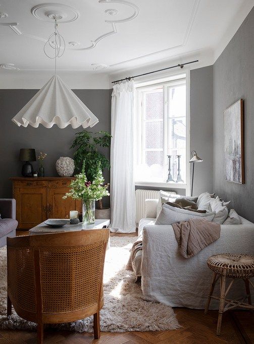 Grey with warm wood tones (With images) | Living room scandinavian .