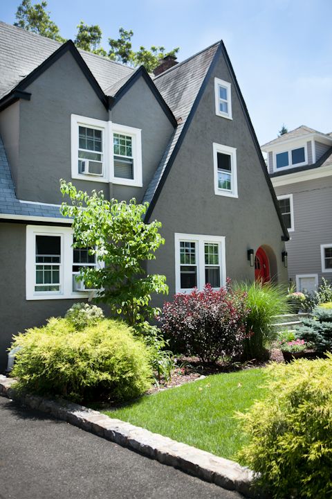 Modern Exterior Colors on Traditional Tudor Cottage, Larchmont .