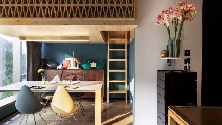 NCDA designs wood-screened loft bedroom for tiny Hong Kong treehou