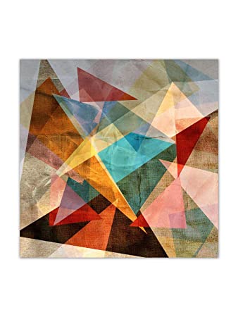 999Store Wooden Framed Printed Unusual Bright Colorful Geometric .