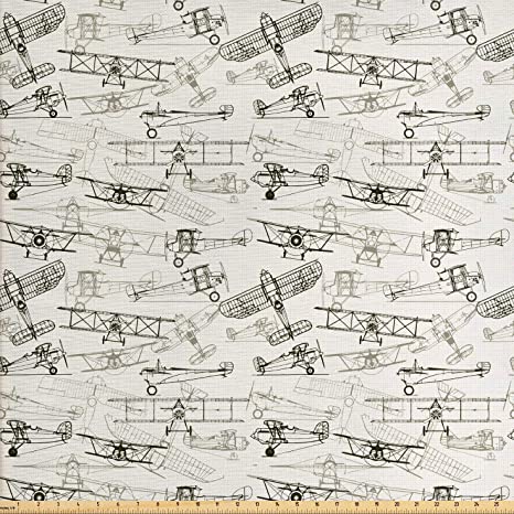 Amazon.com: Ambesonne Airplane Fabric by The Yard, Old Fashioned .
