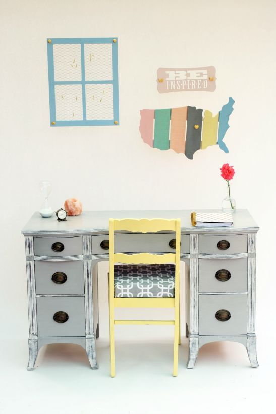 Furniture Flip: Vintage Inspired Home Office Milk Paint Makeover .