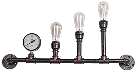 Retro Wrought Iron Wall Lamp, 3 Light Steampunk Water Pipe Style .