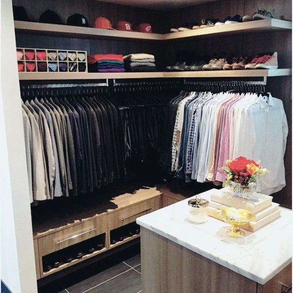 Small Well Organized Mens Closet With Shelves For Hats Ties And .