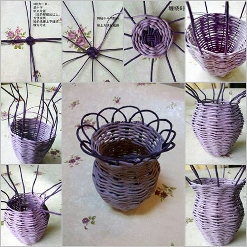 how to DIY Woven Flower Vase from Paper Roll | Paper basket .