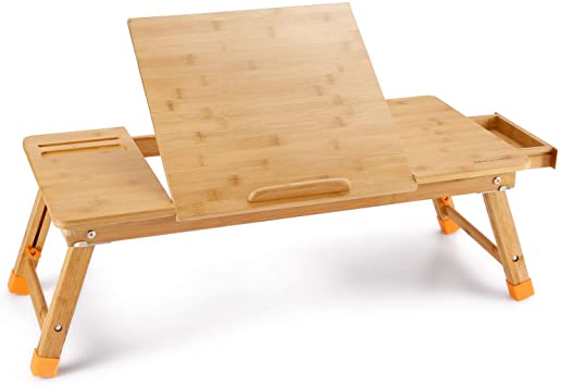 Amazon.com : Laptop Desk, NNEWVANTE Bamboo Laptop Table Adjustable .