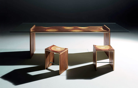 Wood Dining Room Furniture with Unique Finish by Toyo Ito - DigsDi