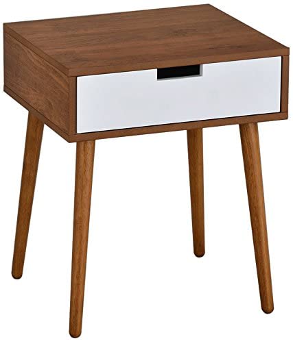 Amazon.com: Light Walnut/White Side End Table Nighstand with .