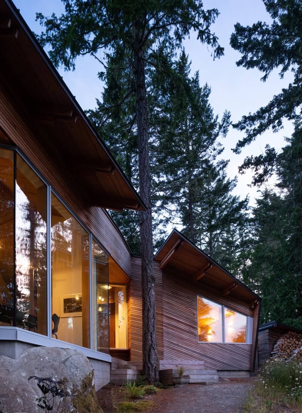 Angular Forest Cabin Rustic Wooden Retreat Nestled in the Forest Edge