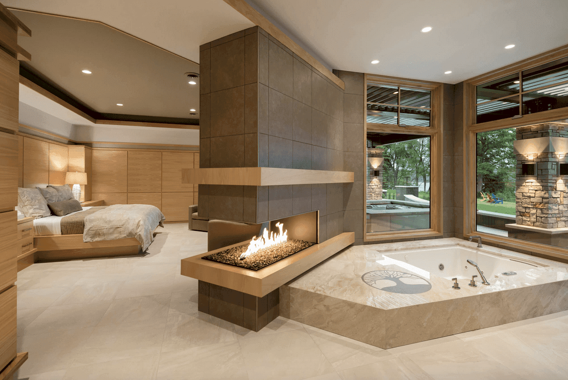 Bathrooms With Fireplaces Luxurious Bathroom Designs featuring Warm and Cozy Fireplaces