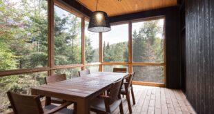 Black Chalet Overlooks Forest