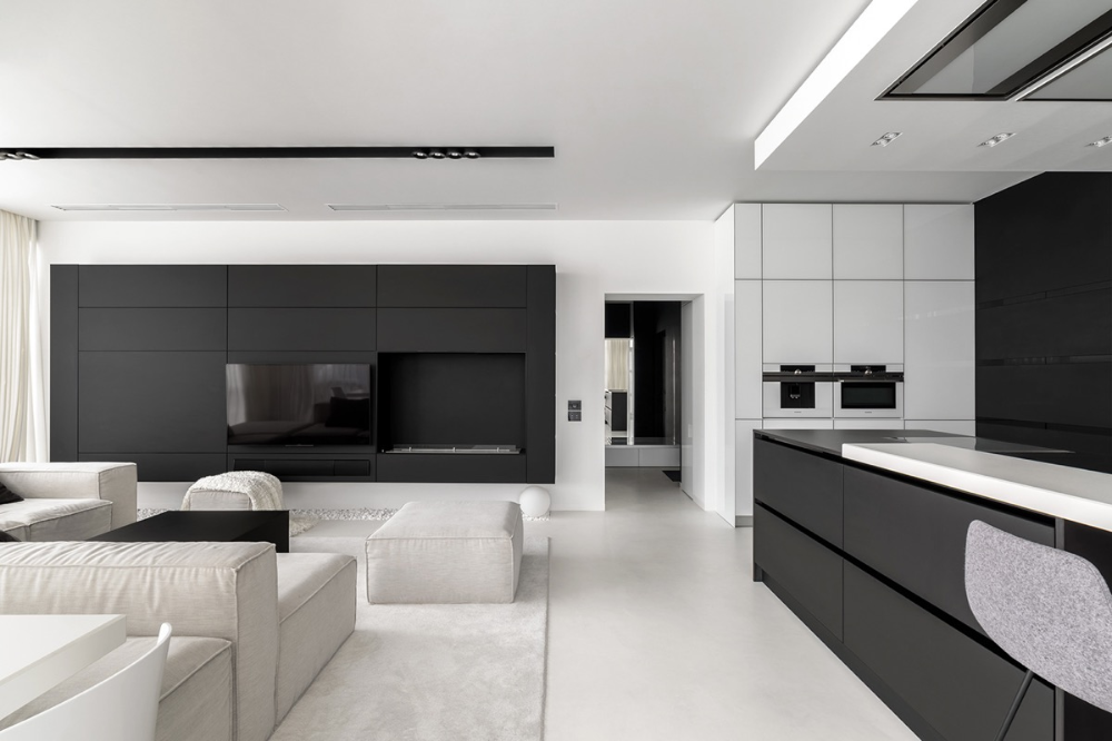 Black White Apartment Design Modern Monochrome Living Space Design Ideas