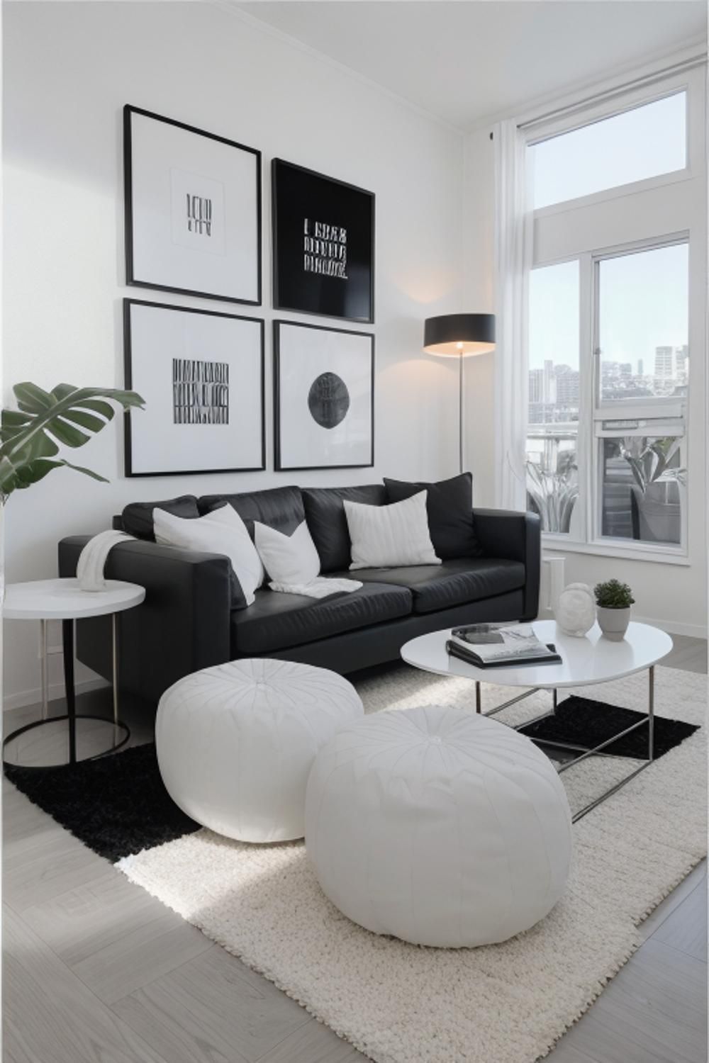 Black White Minimalist Apartment Elegant Monochrome Living Space with Minimalist Design