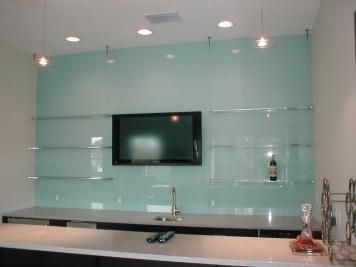 Colored Glass Wall Units Sophisticated Options for Glass Wall Decorations