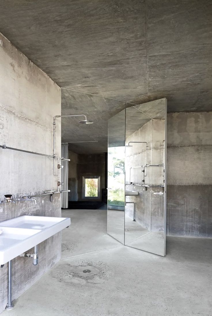 Concrete Villa Industrial Interior Rugged Charm: A Stylish Concrete Villa Interior