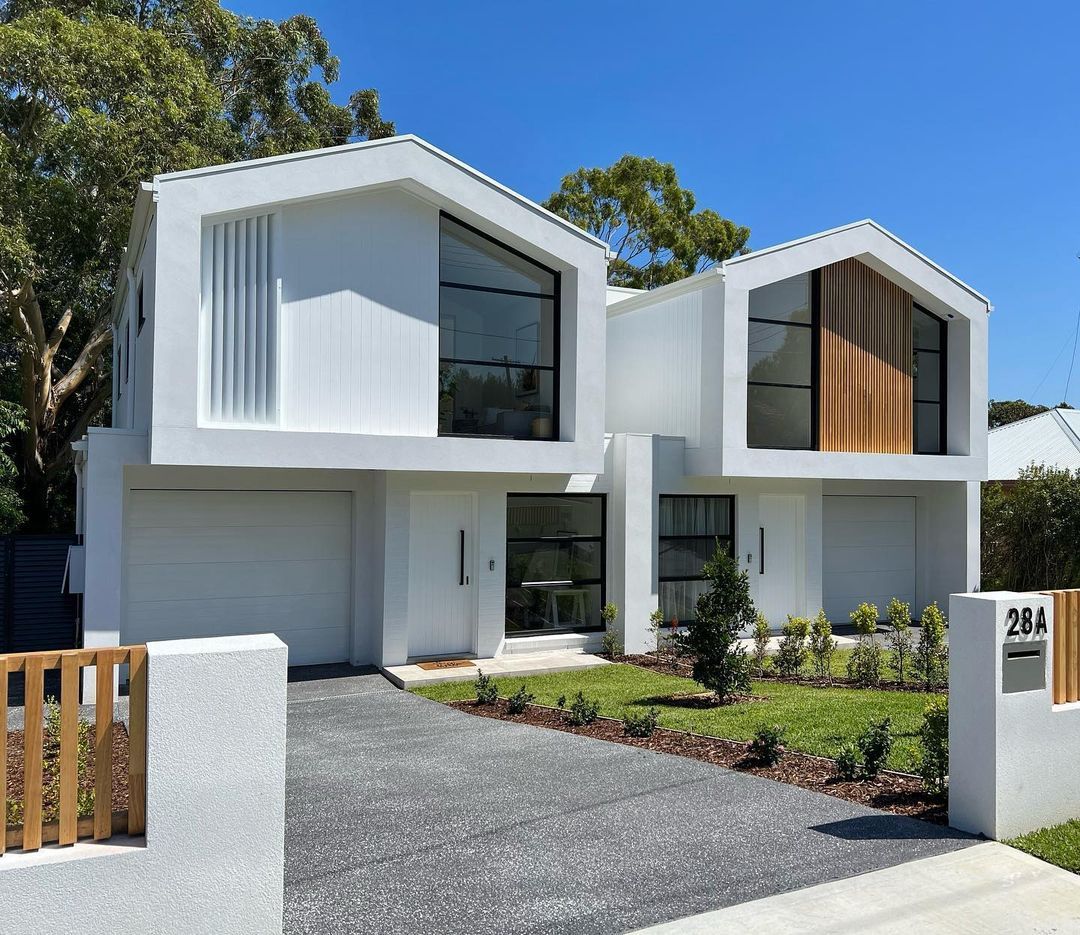 Contemporary White Duplex Stylish Modern Two-Floor Home in Clean White Tones