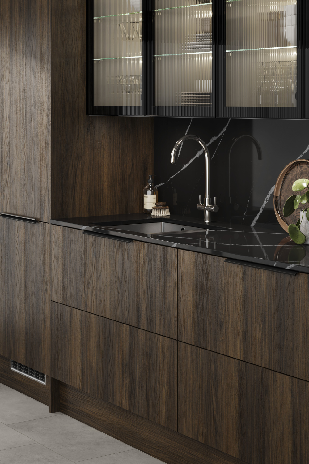 Dark Oak Wood Kitchen Sophisticated and Elegant Kitchen Design with Rich Oak Wood Finishes