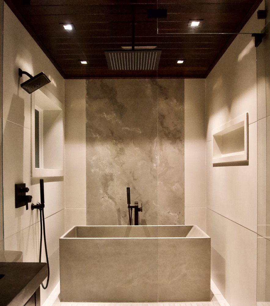 Flat With Concrete Bathtub Stylish Concrete Tub for Modern Living Spaces