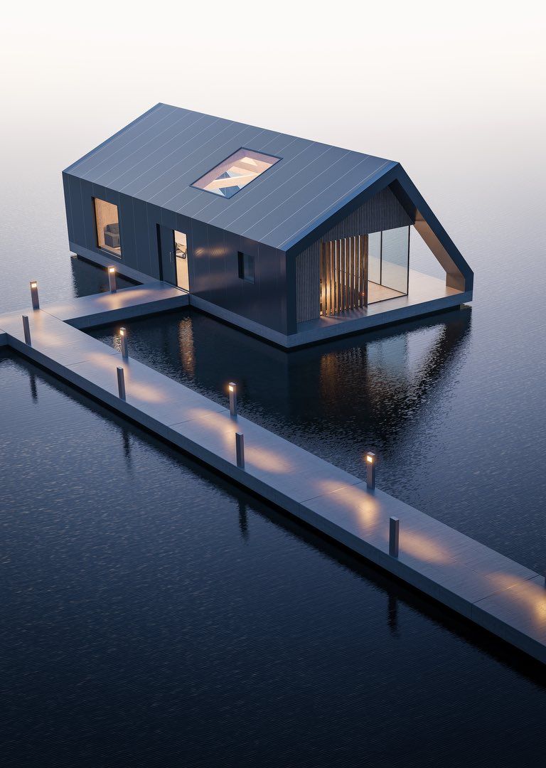 Floating House Design Innovative Living on Water with Modern Waterfront Home Concept