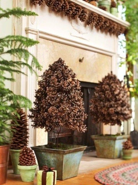 Indoor Pinecone Decorations For Christmas Festive Holiday Home Decor with Pinecones