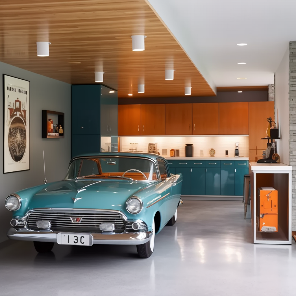 Modern House Retro Car Reviving Classic Style in Contemporary Home Design