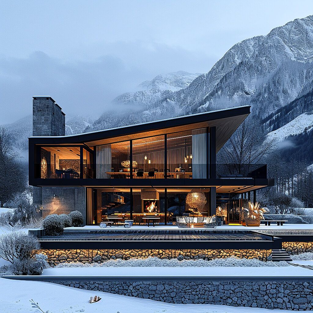 Modern Mountain House Stunning Architectural Retreat nestled amidst Alpine Splendor