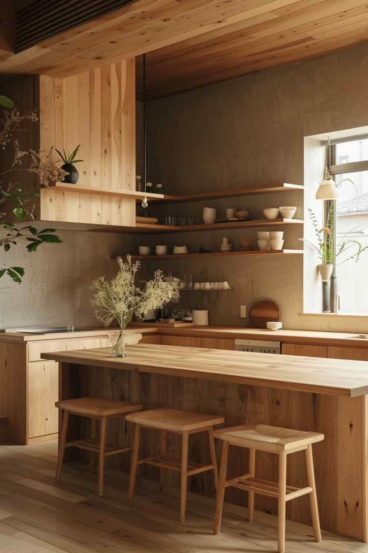 Natural Wood Kitchen Design Elegant and Timeless Kitchen Decor with Wood Accents